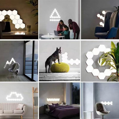 RGB IC Smart Hexagonal Wall Light, DIY Decorative Night Light with Music Sync, for Playroom, Bedroom or Indoor Ambiance