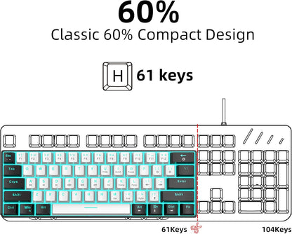 HXSJ V900 – 61-key RGB mechanical keyboard – Blue switches – Compact and durable design