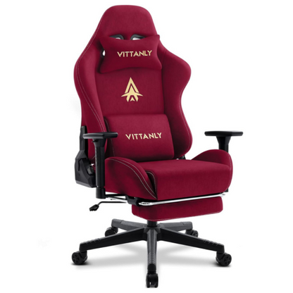 Ergonomic gaming chair with footrest – Suede leather, lumbar support, reclining, height adjustable