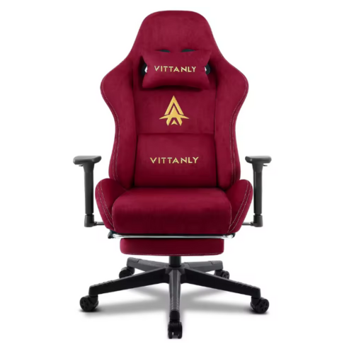 Chaise de jeu ergonomique avec repose-pieds – Cuir suédé, soutien lombaire, inclinable, réglable en hauteur