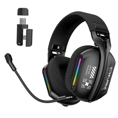 ONIKUMA GT808 casque de jeu tri-mode, éclairage RGB, 2.4G sans fil et filaire, pour PC et bureau, casque gaming à ultra longue autonomie