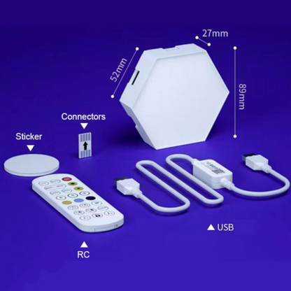 RGB IC Smart Hexagonal Wall Light, DIY Decorative Night Light with Music Sync, for Playroom, Bedroom or Indoor Ambiance