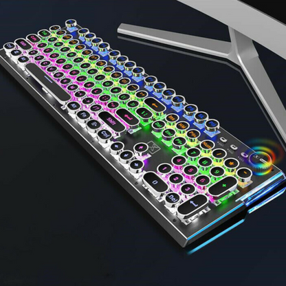 Retro punk mechanical keyboard, 104 keys, blue/black/brown switches, RGB backlighting, wired USB, for PC and laptop