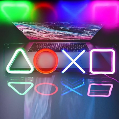 Neon sign with game icon, USB-powered LED wall decoration, gaming night light for game room and home decor